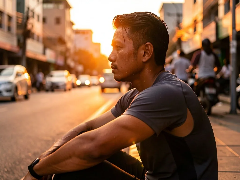 Pria Indonesia berolahraga di pagi hari