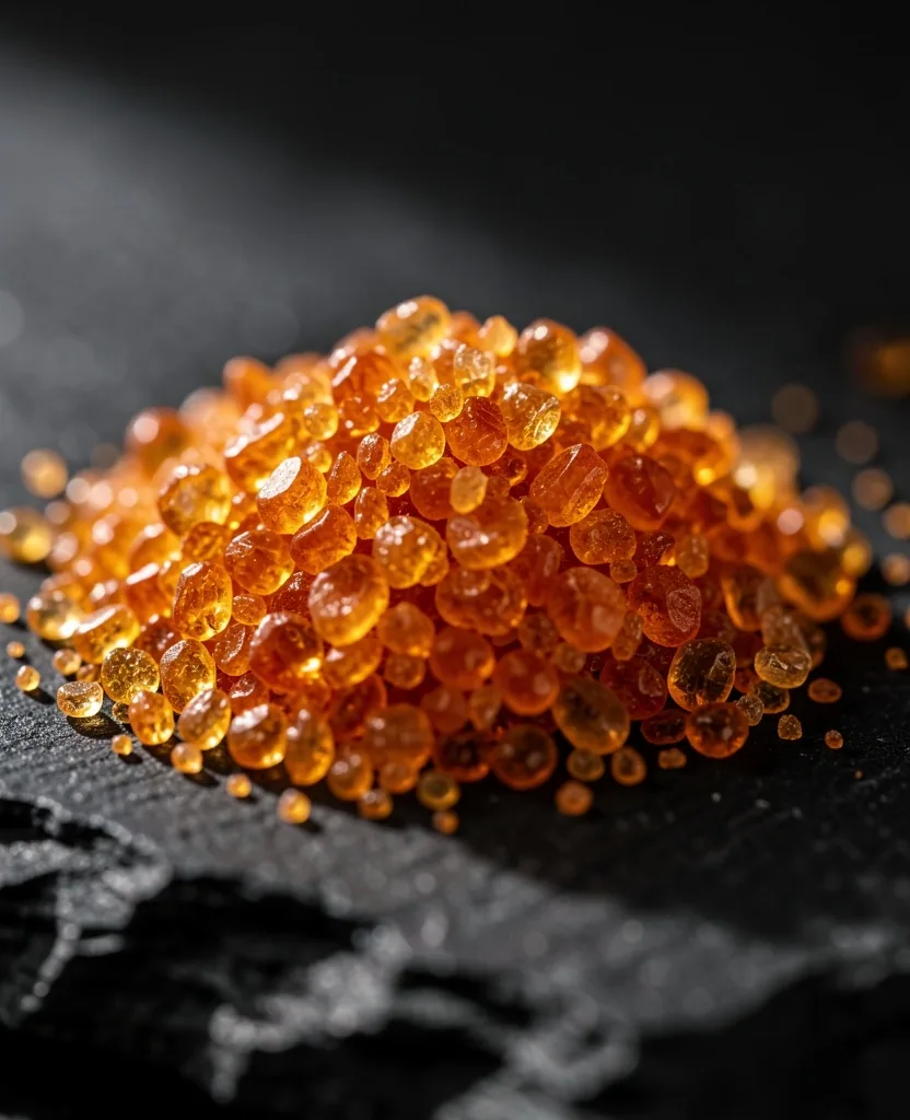 Makro foto kristal vitamin warna oranye